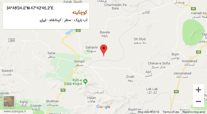روستای کوچکینه بر روی نقشه
