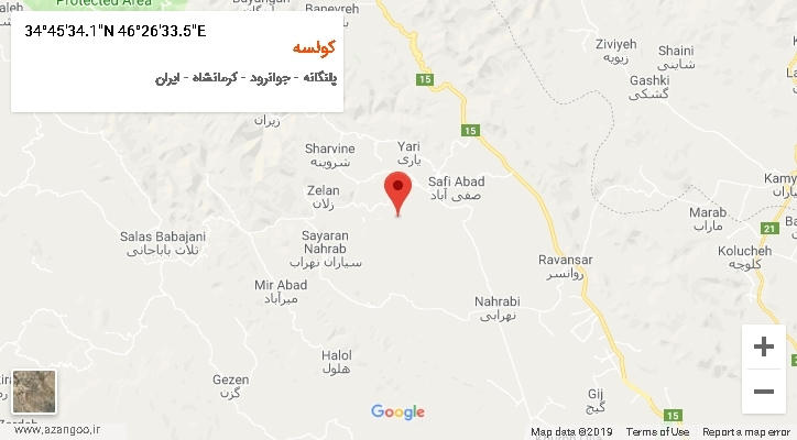 روستای کولسه بر روی نقشه
