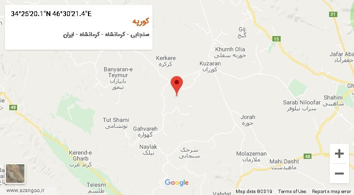 روستای کورپه بر روی نقشه