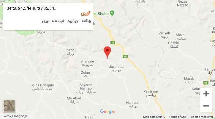 روستای کوری بر روی نقشه