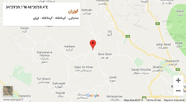 روستای کوزران بر روی نقشه