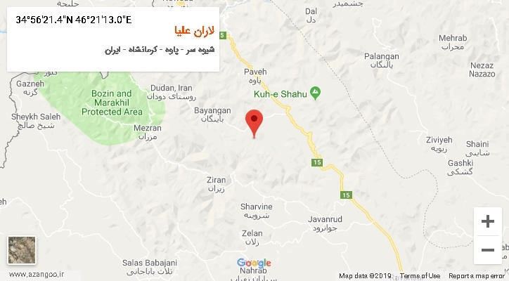 روستای لاران علیا بر روی نقشه