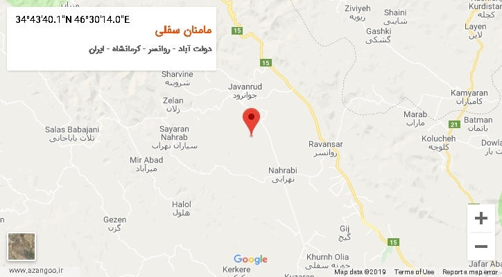 روستای مامنان سفلی بر روی نقشه