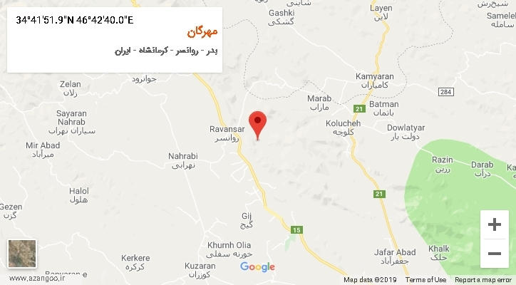روستای مهرگان بر روی نقشه