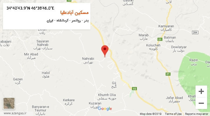 روستای مسکین آبادعلیا بر روی نقشه