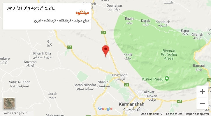 روستای میانکوه بر روی نقشه