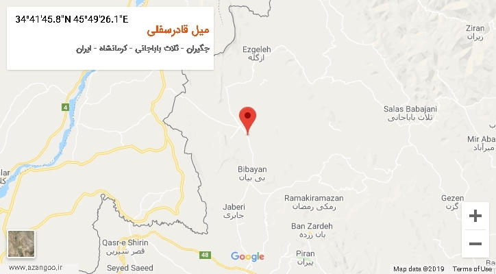 روستای میل قادرسفلی بر روی نقشه