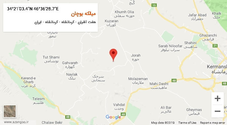 روستای میلکه بوچان بر روی نقشه