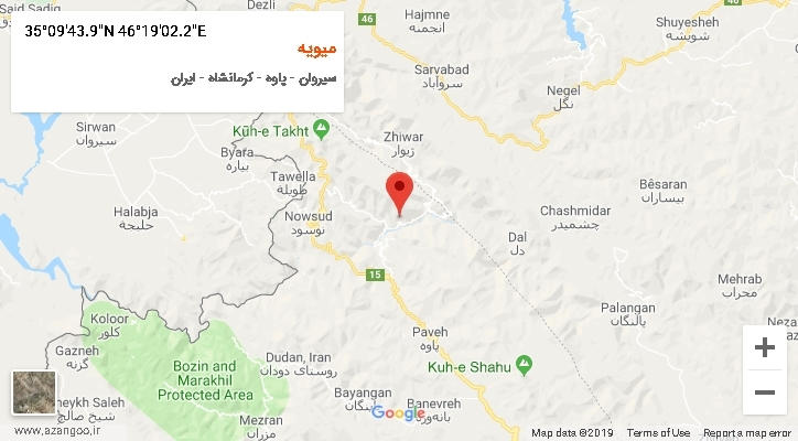 روستای میویه بر روی نقشه