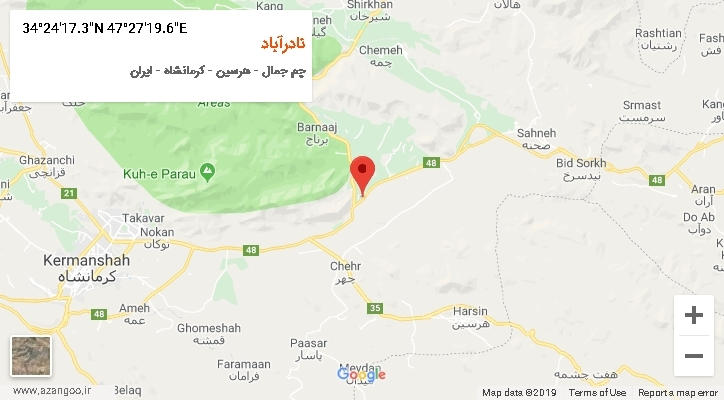 روستای نادرآباد بر روی نقشه