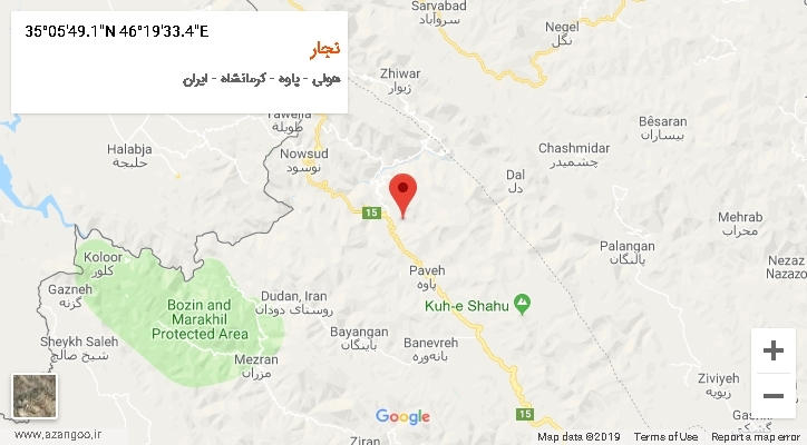 روستای نجار بر روی نقشه