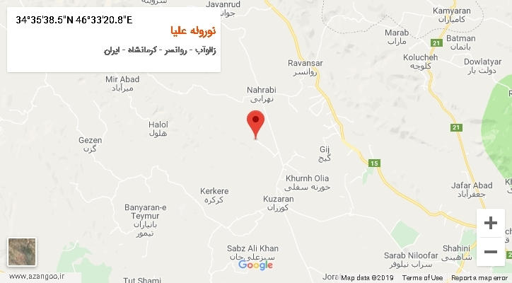 روستای نوروله علیا بر روی نقشه