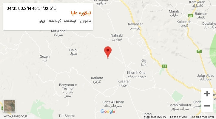 روستای نیلاوره علیا بر روی نقشه