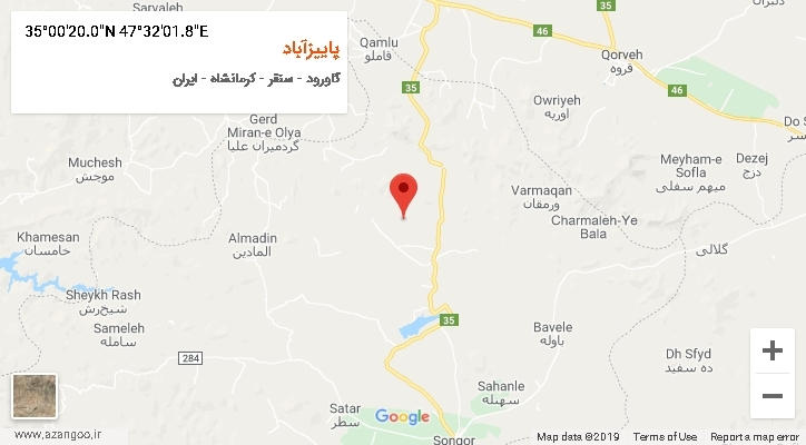 روستای پاییزآباد بر روی نقشه