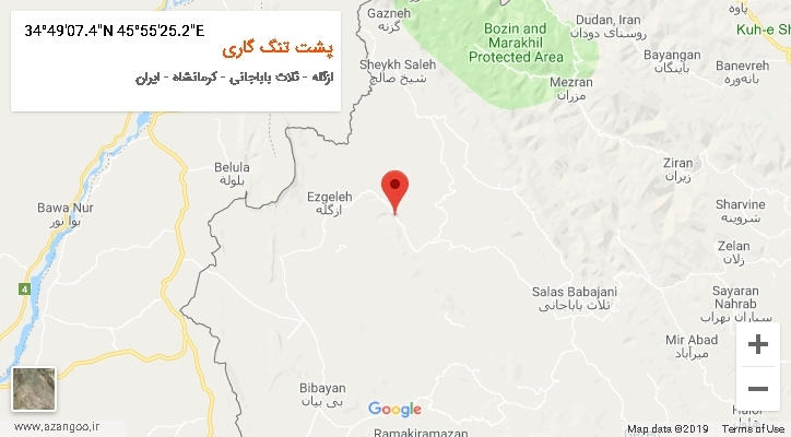 روستای پشت تنگ گاری بر روی نقشه