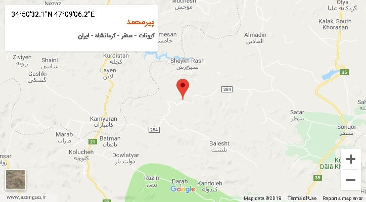 روستای پیرمحمد بر روی نقشه