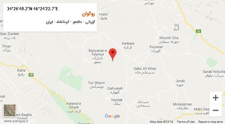 روستای روکوان بر روی نقشه