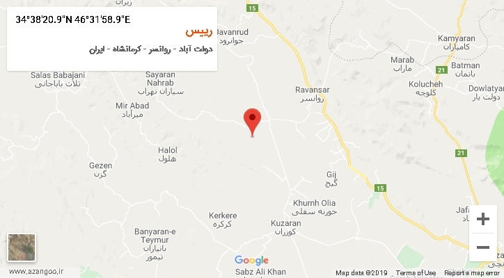 روستای رییس بر روی نقشه