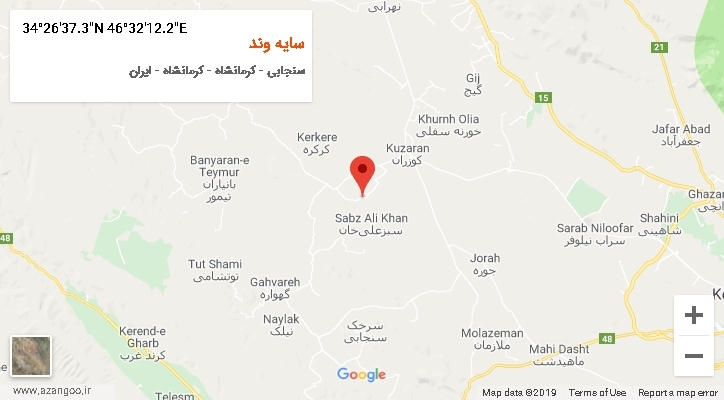 روستای سایه وند بر روی نقشه