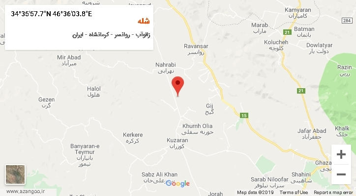 روستای شله بر روی نقشه