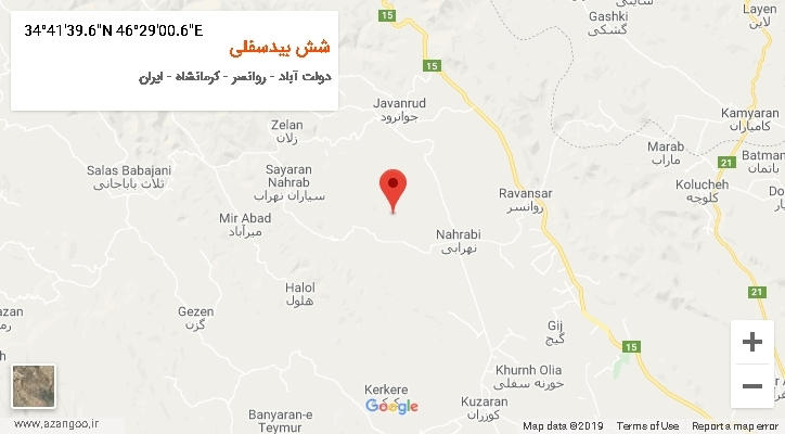 روستای شش بیدسفلی بر روی نقشه