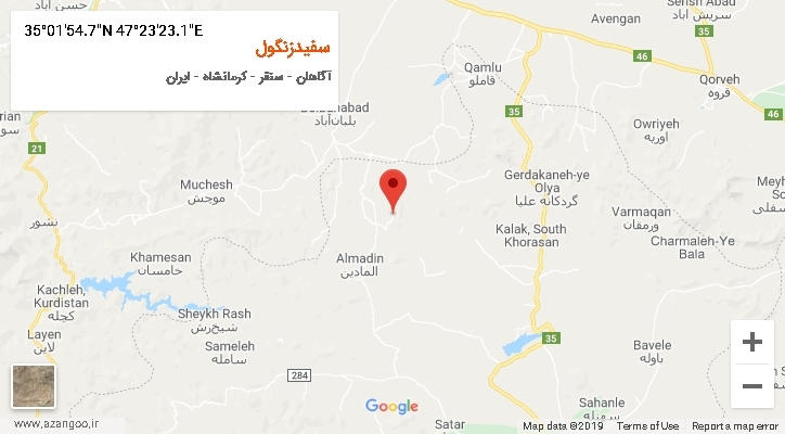 روستای سفیدزنگول بر روی نقشه