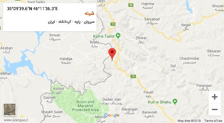 روستای شینه بر روی نقشه