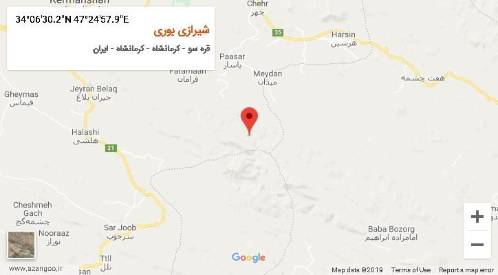روستای شیرازی بوری بر روی نقشه