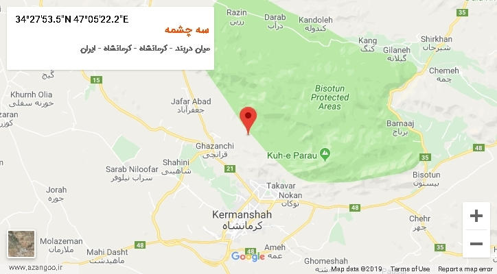 روستای سه چشمه بر روی نقشه
