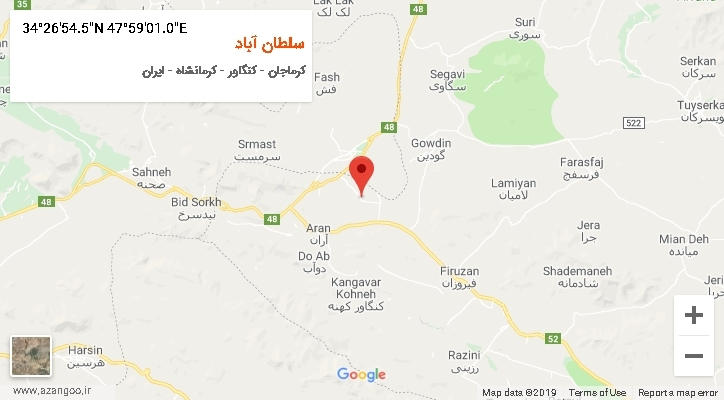 روستای سلطان آباد بر روی نقشه
