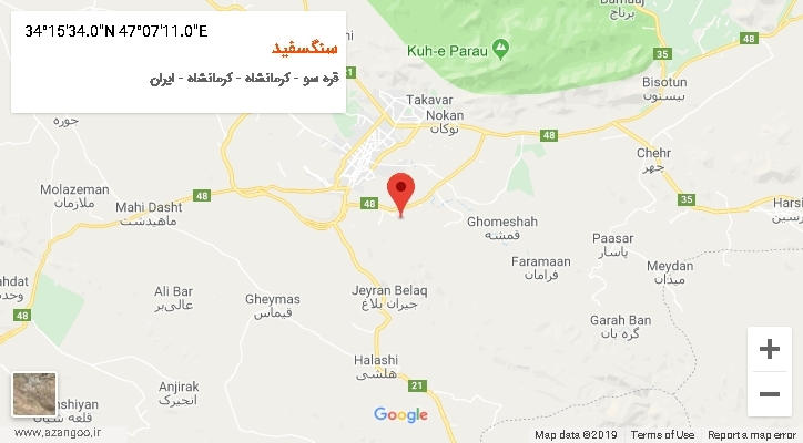 روستای سنگسفید بر روی نقشه