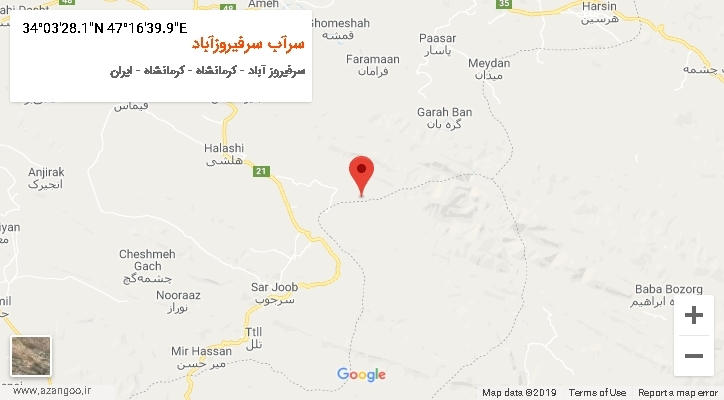 روستای سرآب سرفیروزآباد بر روی نقشه