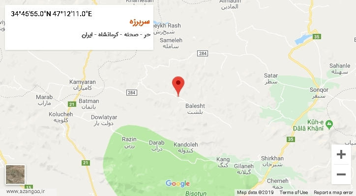 روستای سربرزه بر روی نقشه