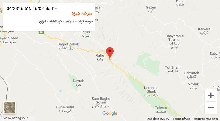 روستای سرخه دیزه بر روی نقشه