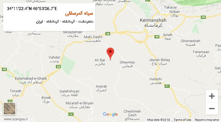 روستای سیاه کمرسفلی بر روی نقشه