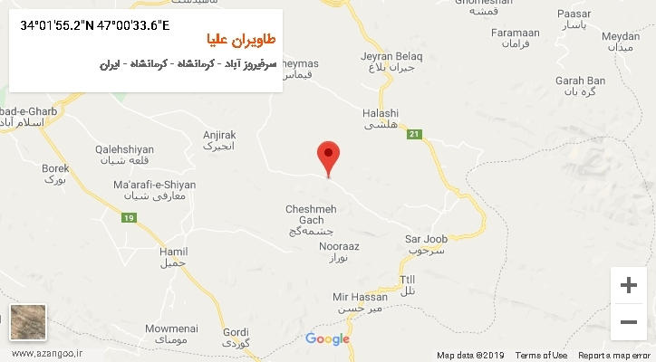 روستای طاویران علیا بر روی نقشه