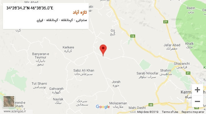 روستای تازه آباد بر روی نقشه