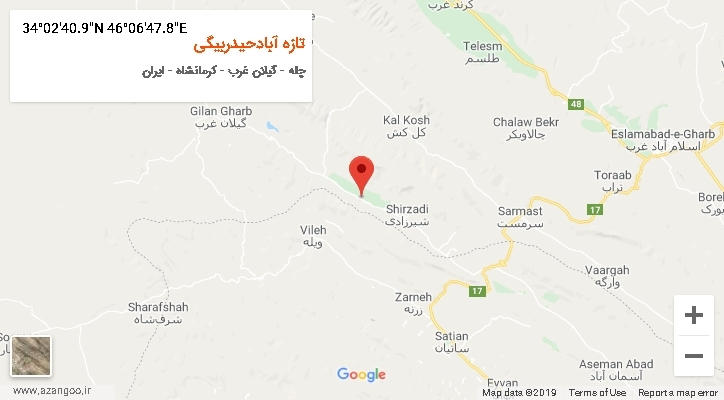 روستای تازه آبادحیدربیگی بر روی نقشه