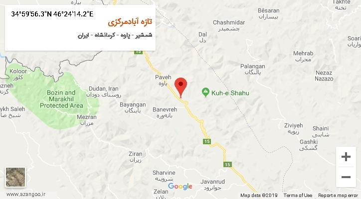 روستای تازه آبادمرکزی بر روی نقشه