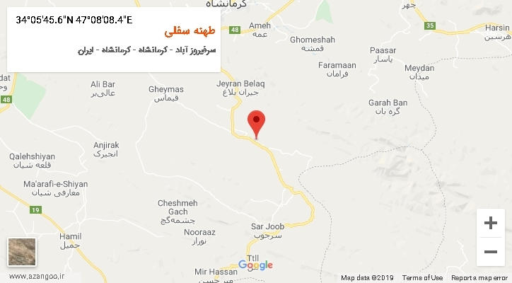 روستای طهنه سفلی بر روی نقشه