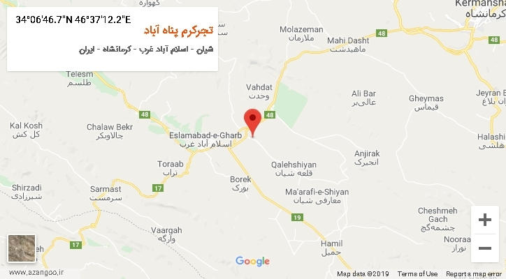 روستای تجرکرم پناه آباد بر روی نقشه
