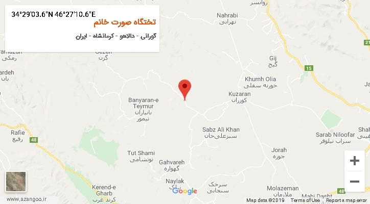 روستای تختگاه صورت خانم بر روی نقشه