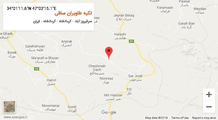 روستای تکیه طاویران سفلی بر روی نقشه