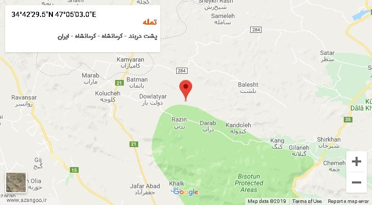 روستای تمله بر روی نقشه