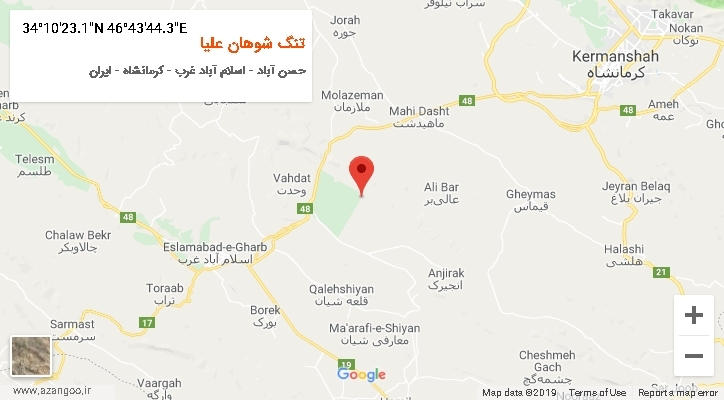 روستای تنگ شوهان علیا بر روی نقشه
