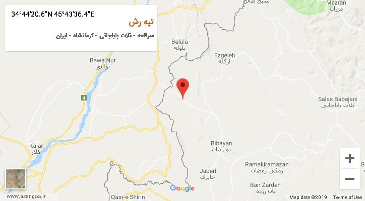 روستای تپه رش بر روی نقشه