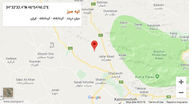 روستای تپه سبز بر روی نقشه