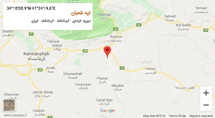 روستای تپه شعبان بر روی نقشه