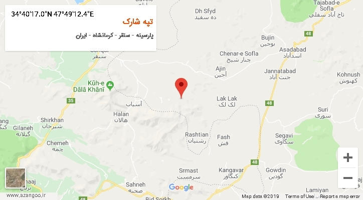 روستای تپه شارک بر روی نقشه