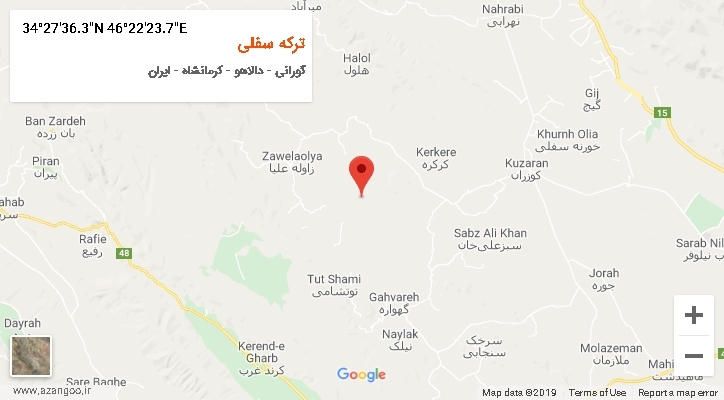 روستای ترکه سفلی بر روی نقشه